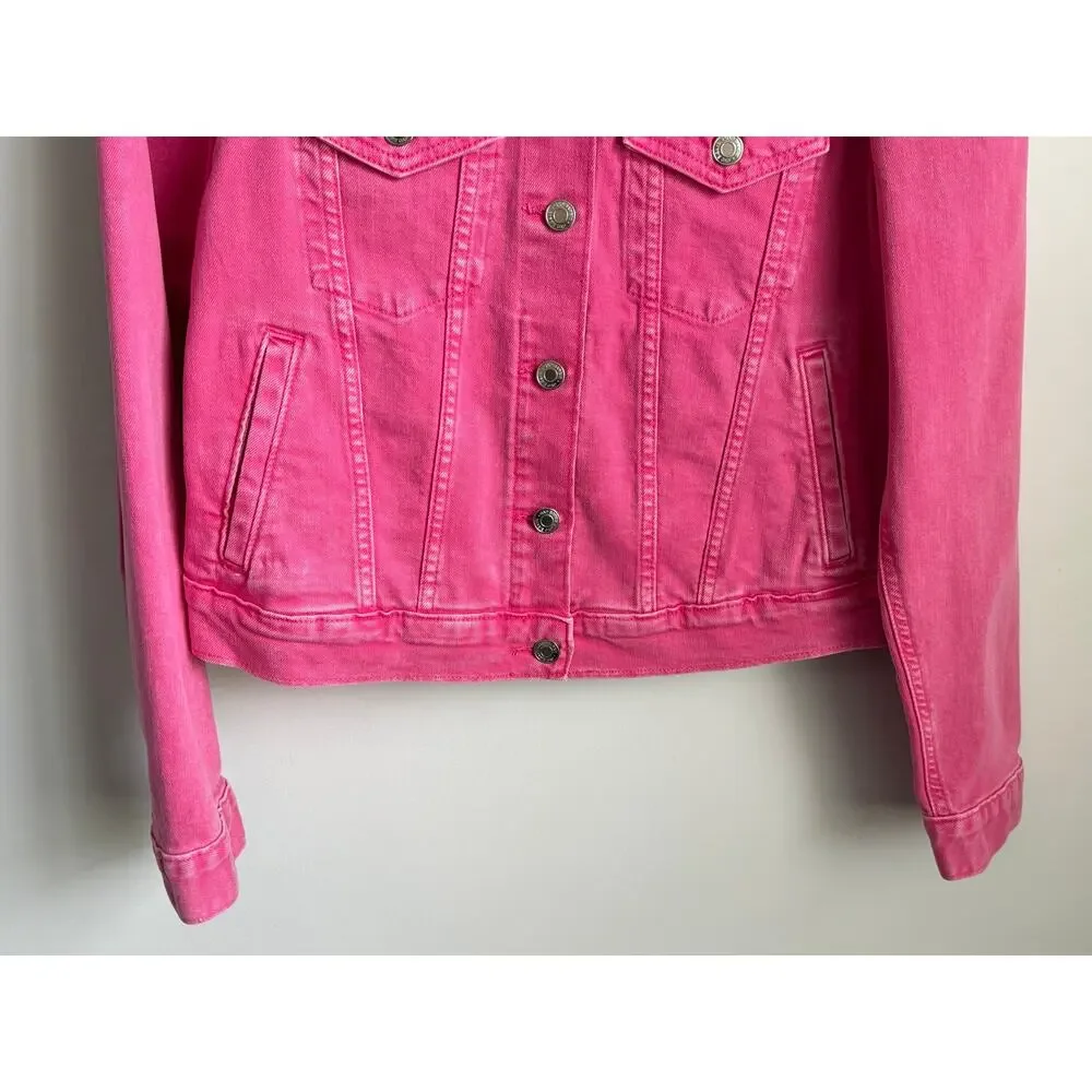 Gap × Barbie Puff Sleeve Denim Jean Trucker Jacket Pink Women's Medium NWT
